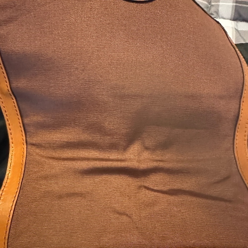 LL Bean Signature Tan Leather Shoulder Bag Braided Strap - Picture 5 of 6